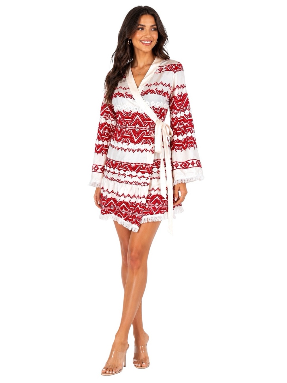 Embroidery Wrap Top Dress The Heloise